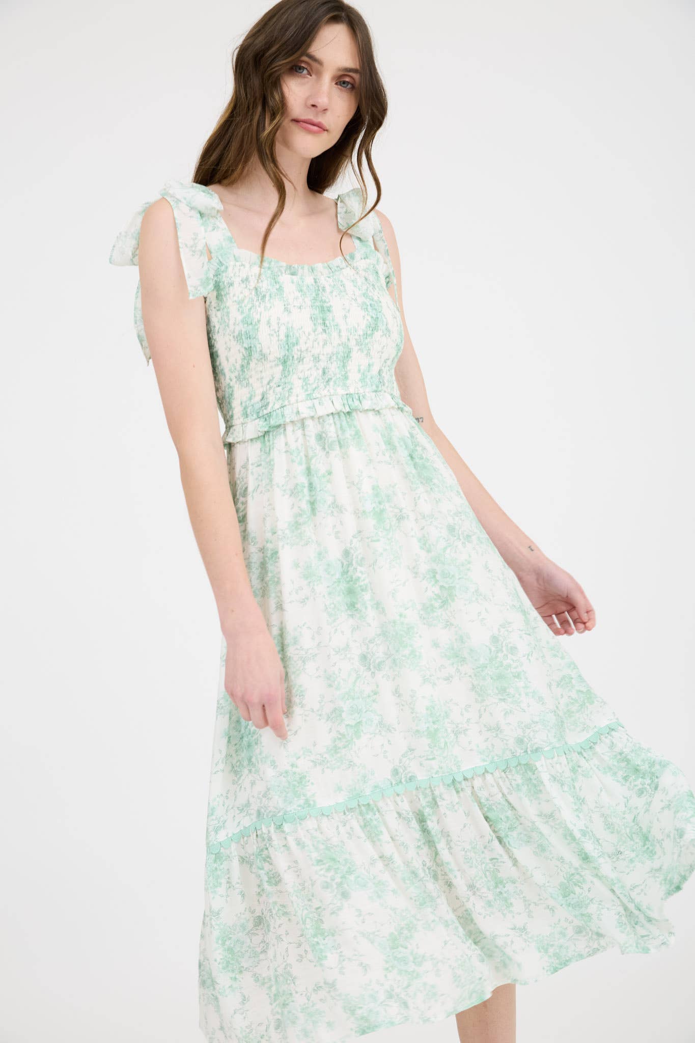 Mint Floral Midi Dress