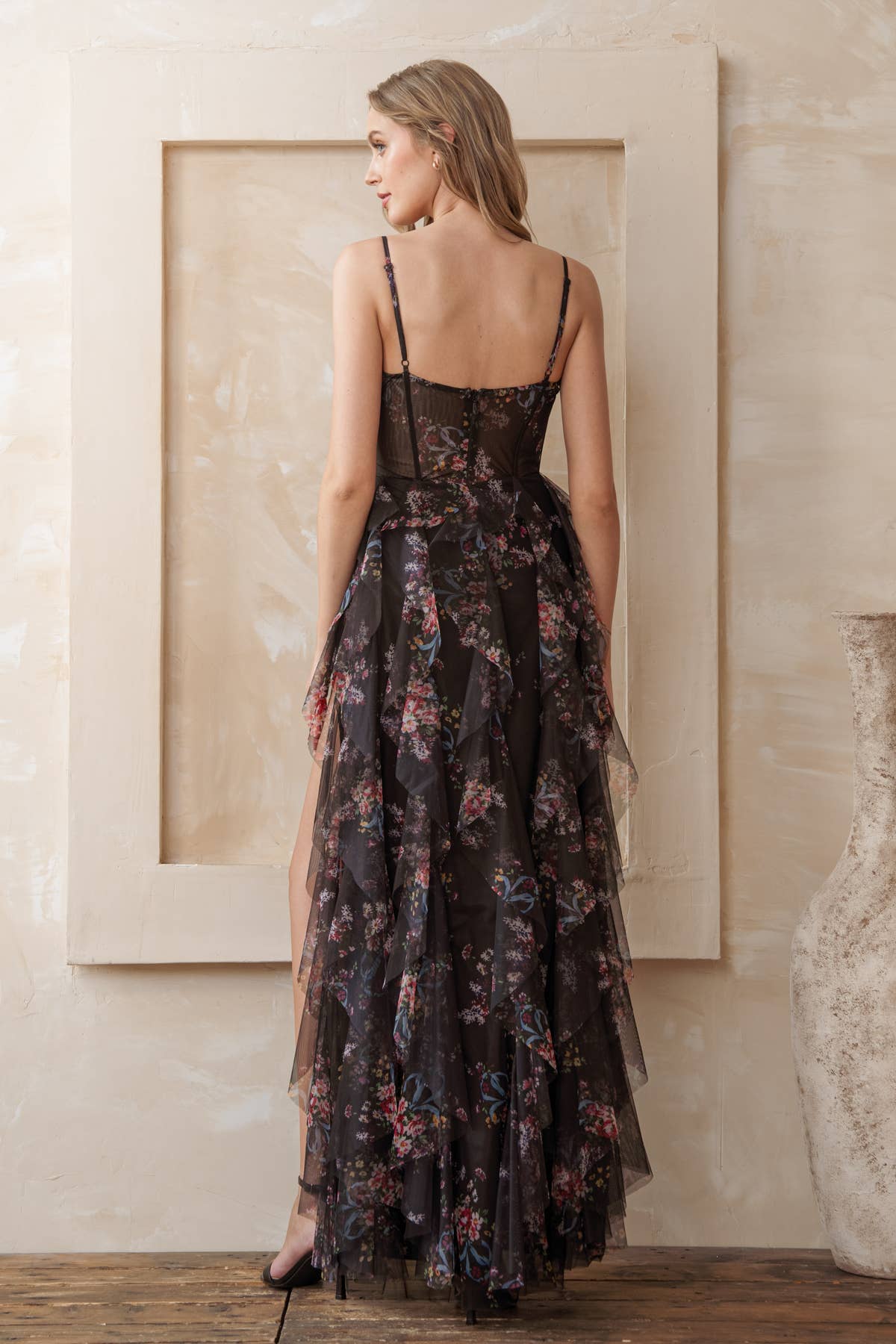 Corset Floral Print Maxi Dress