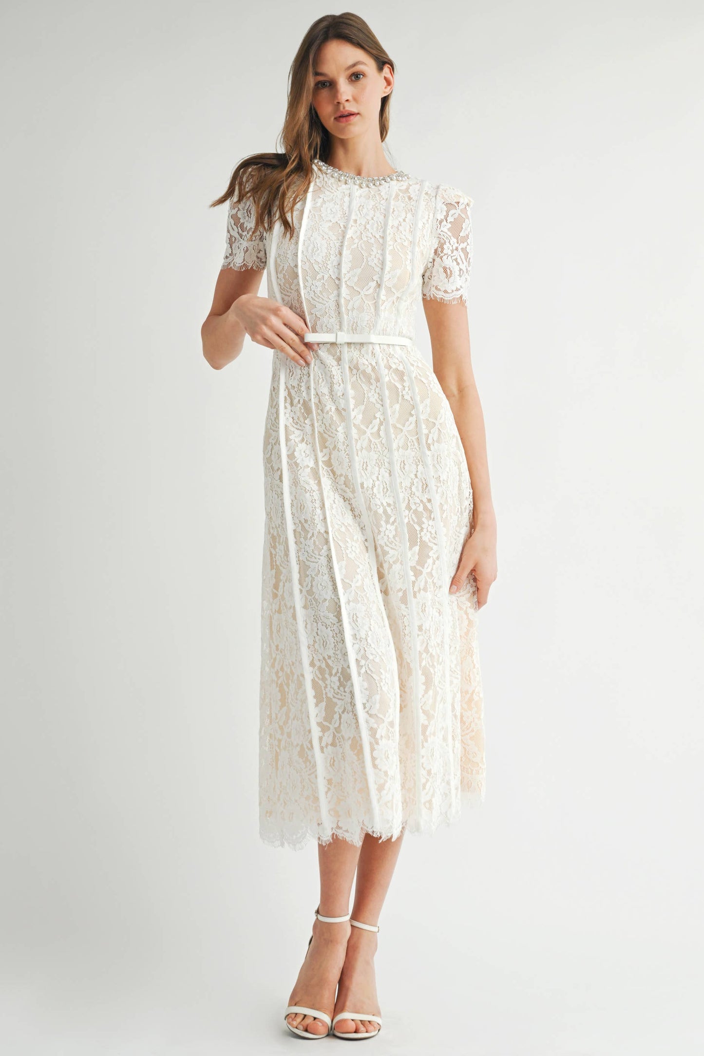 Lace Embellished Midi Dress