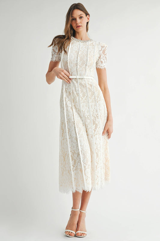 Lace Embellished Midi Dress