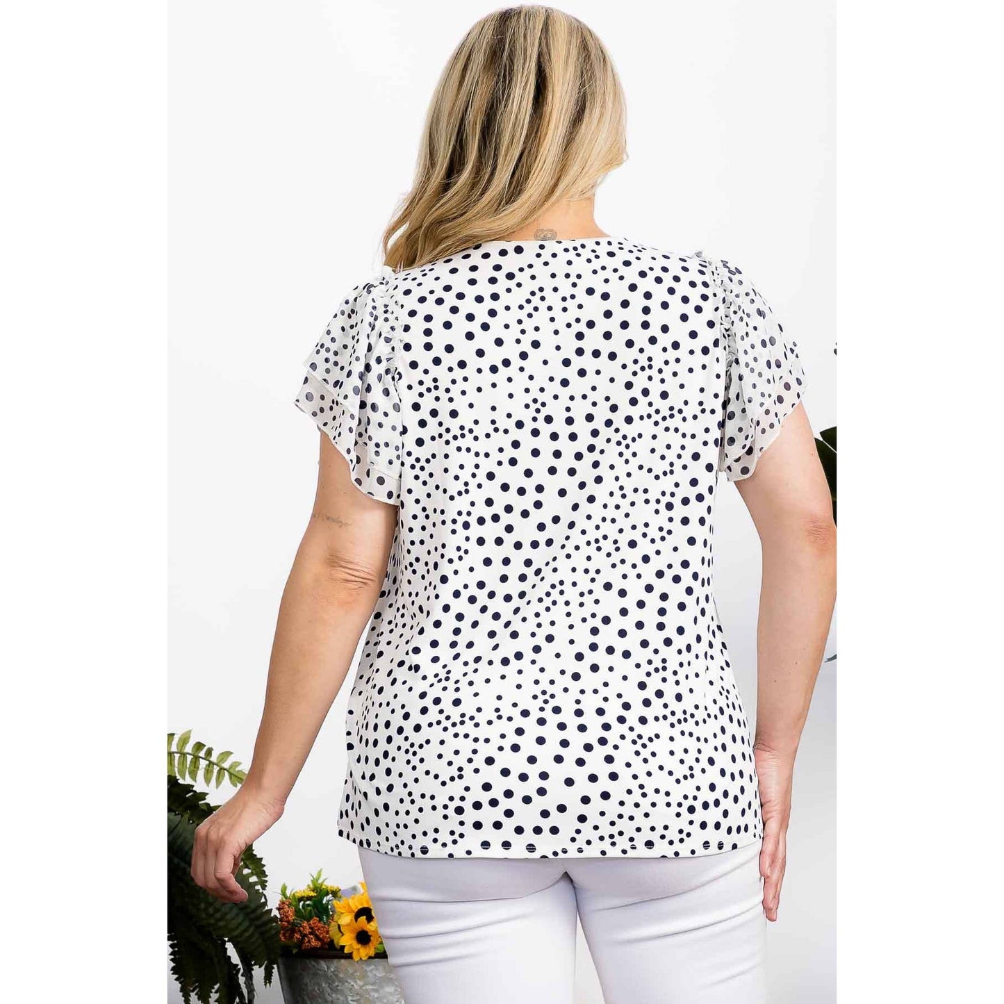 PLUS POLKA DOT RUFFLE TEE