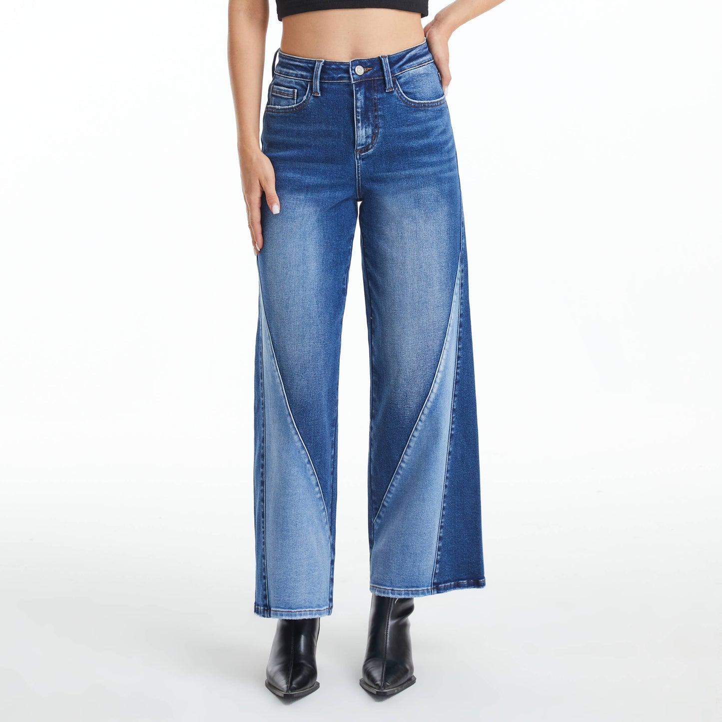 High Rise Two Tone Jeans