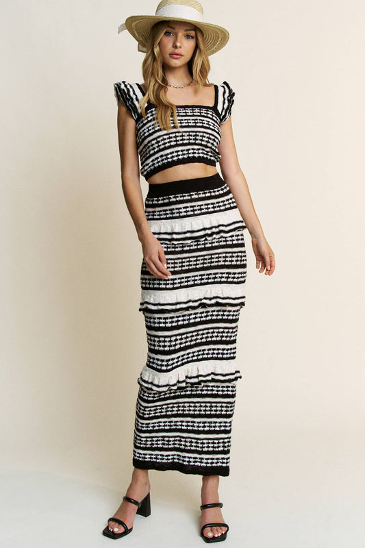 Ruffled Top and Maxi Skirt Set