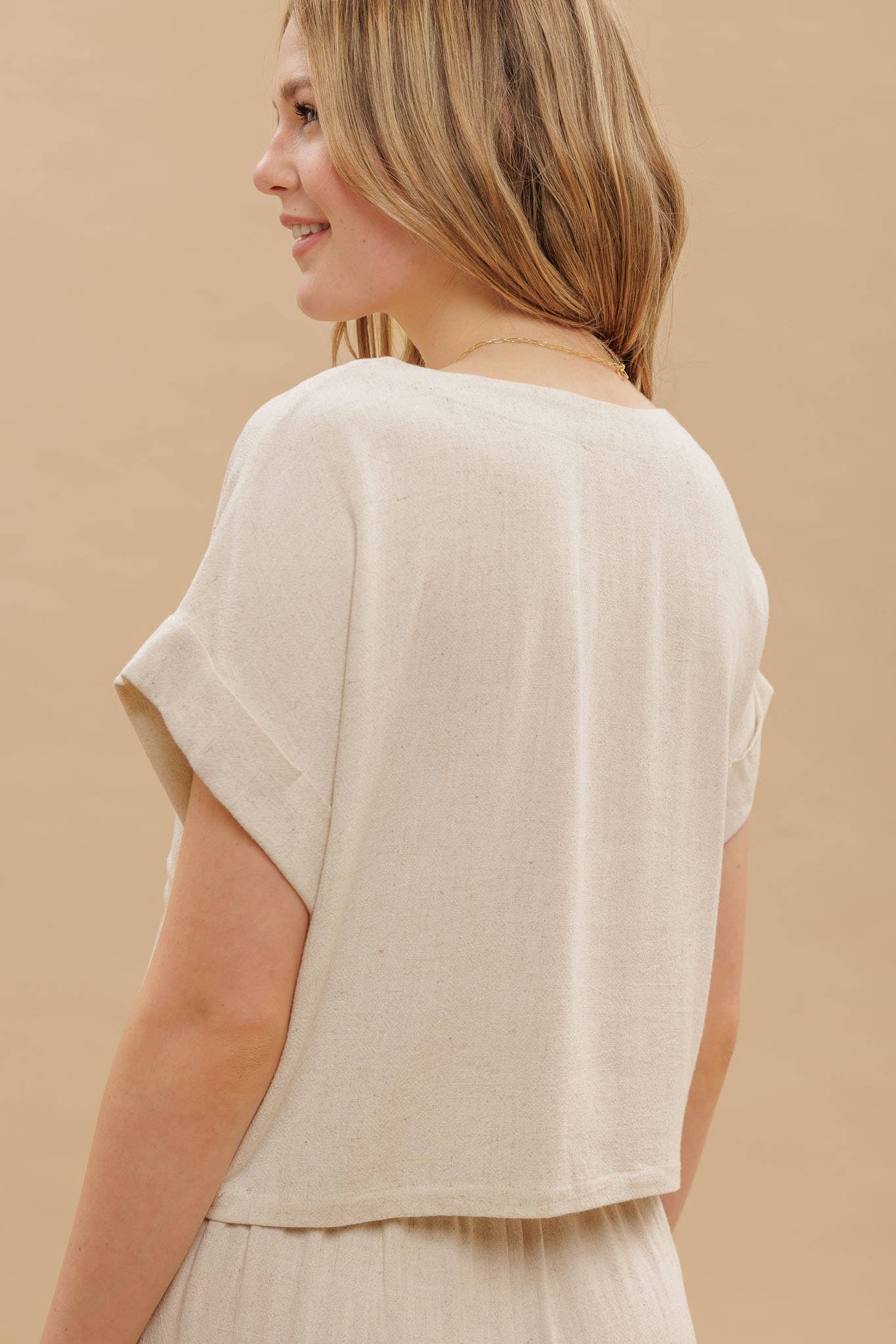 Linen Boxy Cropped Top